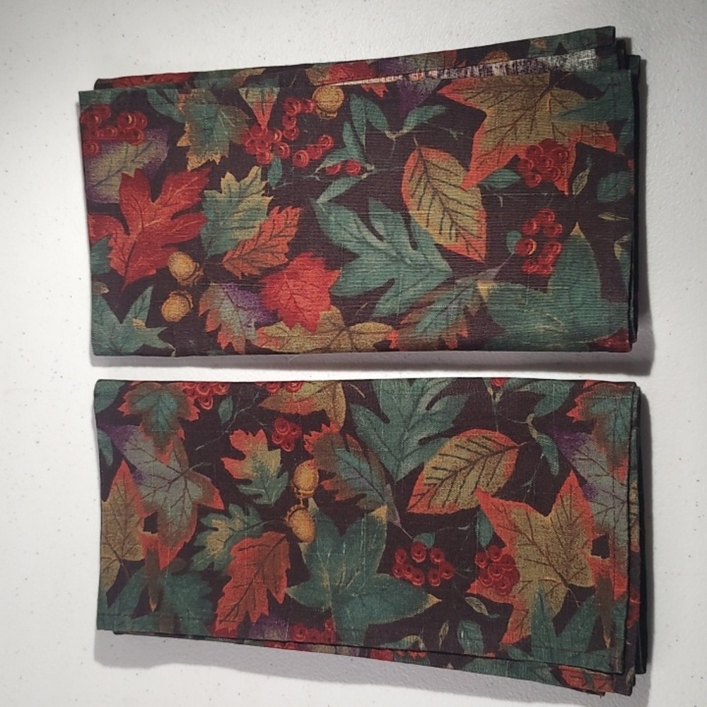 Longaberger Set Of 2 Falling Leaves Fabric Napkins